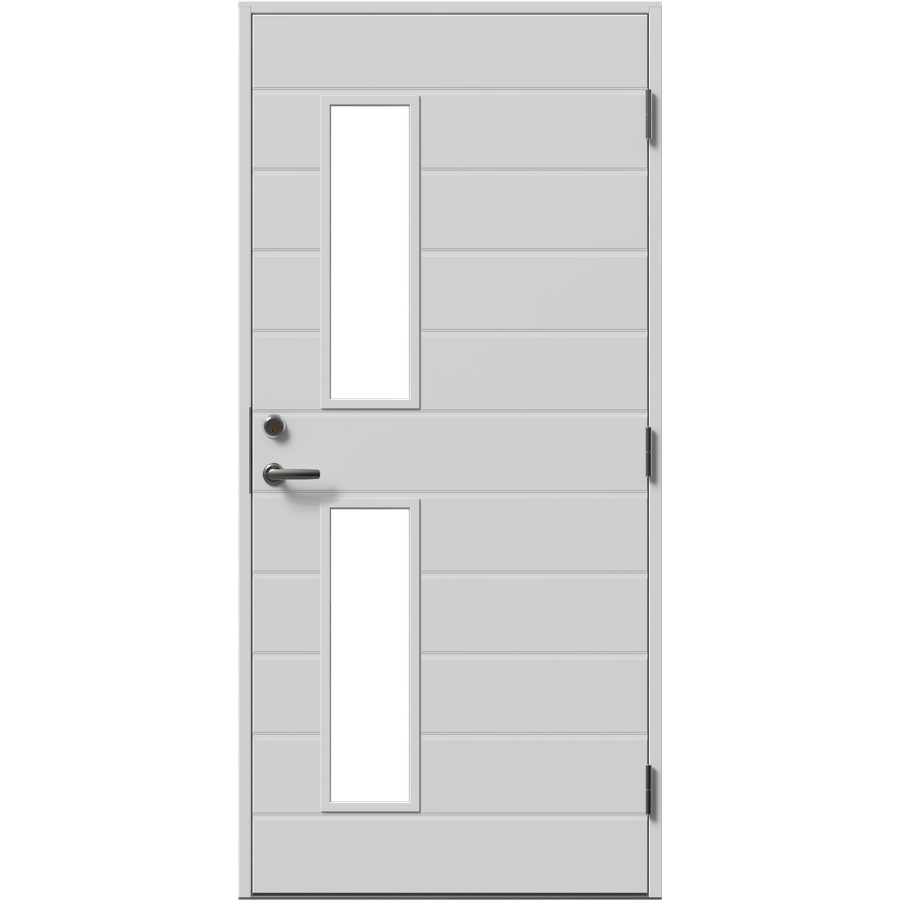Facadedør - 2 ruder med horisontale linjer